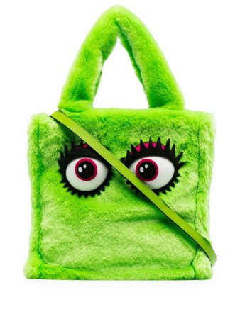 Shop Moschino Eyes faux-fur tote bag with Express Delivery - FARFETCH
