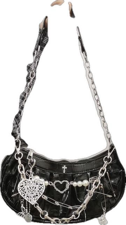 Gothic Bag With Chains PU Leather Rock Rave Punk Grunge Style Lolita Handbag Witch Shoulder Bag Vintage Purse Crossbody Gift For Her Alt Emo