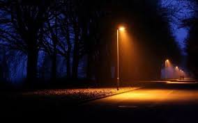 dark road at night with street lights - Google Search