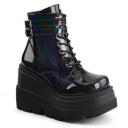 DEMONIA "Shaker-52" Ankle Boots - Black Hologram – Demonia Cult