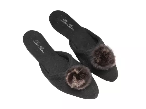 Black and Brown Loro Piana Cashmere and Mink Slippers Size 38 For Sale at 1stDibs