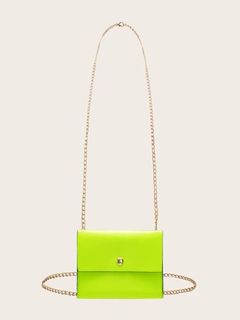 Neon Lime Chain Strap Flap Multifunction Bag | SHEIN