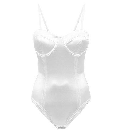 New Look Cameo Rose White Satin Bustier Bodysuit at £19.99 | love the brands