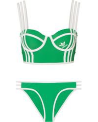 adidas Originals Synthetic + Ji Won Choi Kendall Striped Bikini in Green - Lyst