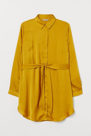 H&M+ Blouse with Tie Belt - Dark yellow - Ladies | H&M US