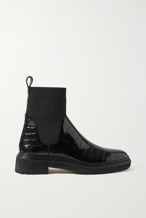 Black Bridget croc-effect patent-leather Chelsea boots | Loeffler Randall | NET-A-PORTER