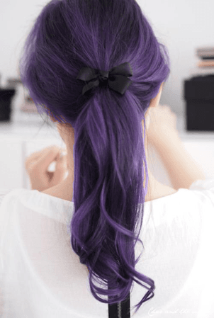 dark purple hair ponytail