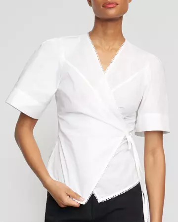 Chidi Structured Short-Sleeve Wrap Blouse