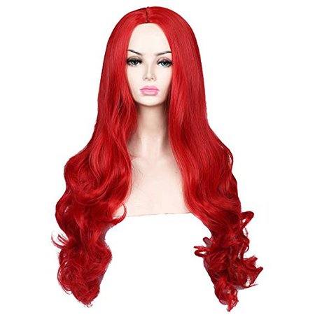 Amazon.com: ColorGround Long Wavy Red Halloween Cosplay Wig: Beauty