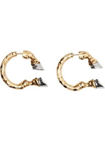 Burberry Gold And Palladium-Plated Hoof Open-Hoop Earrings | Farfetch.com
