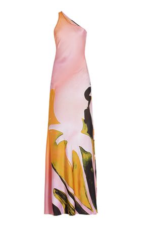 Plunge Asymmetric Silk Maxi Dress By Louisa Ballou | Moda Operandi