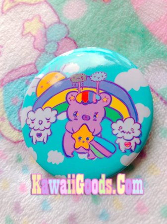 Emotion Bear And Rainbow Cloud Friends Kawaii Button Fairy | Etsy