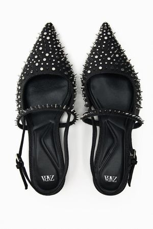 Zara studded slingback low heel shoes