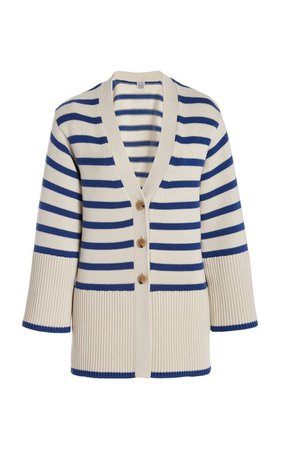 Oversized Striped Wool-Cotton Cardigan By Totême | Moda Operandi