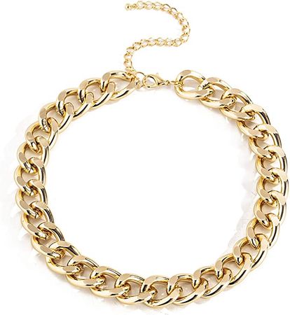Amazon.com: Ingemark Cuban Chunky Link Chain Choker Unisex Punk Style Thick Wide Necklace Jewelry (S3 Golden): Clothing, Shoes & Jewelry