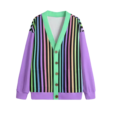 Softie Rainbow Stripe Clown Cardigan | Kidcore Cutie Clowncore Sweater – yesdoubleyes