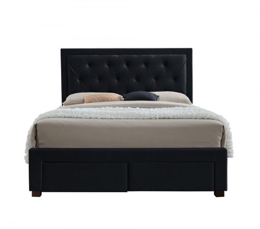 Woodbury Black Velvet Fabric 4 Drawer Storage Bed Frame - 6ft Super King Size