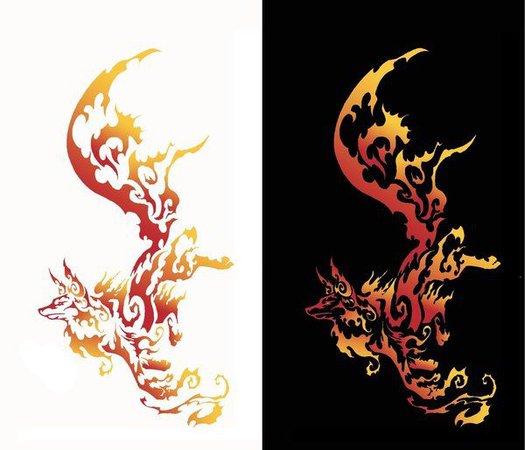 fire fox tattoo design