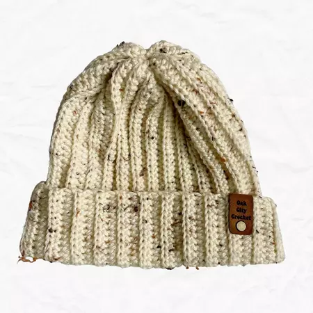 Cream Tweed Crocheted Beanie – Oak City Crochet