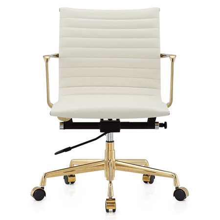 MARQUIS LEATHER OFFICE CHAIR | GOLD + WHITE