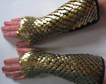 Dragon Scale Gauntlets Knitted Dragonhide Armor Elbow Length | Etsy