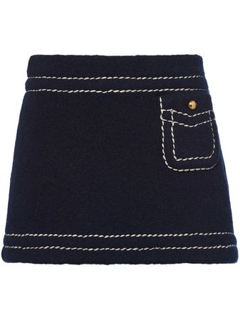 Prada contrast-stitching Cashmere Miniskirt - Farfetch
