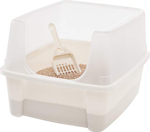 Amazon.com : IRIS Open Top Cat Litter Box Kit with Shield and Scoop, White : Cat Litter Box : Pet Supplies