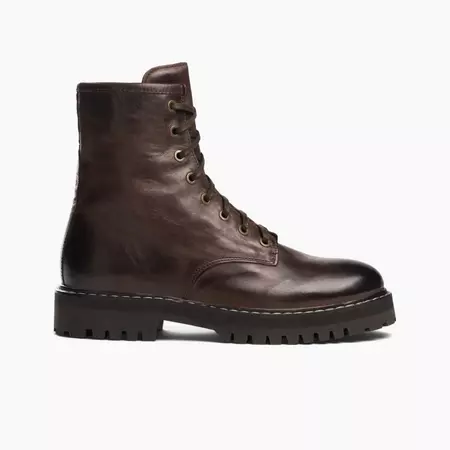 Women's Combat Boot In Java Brown Leather - Thursday Boot Company