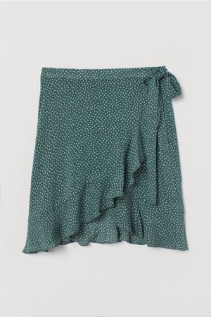 Patterned Beach Mini Skirt - Khaki green/white dotted - Ladies | H&M US