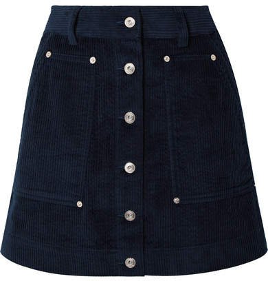 Pswl Cotton-corduroy Mini Skirt - Navy