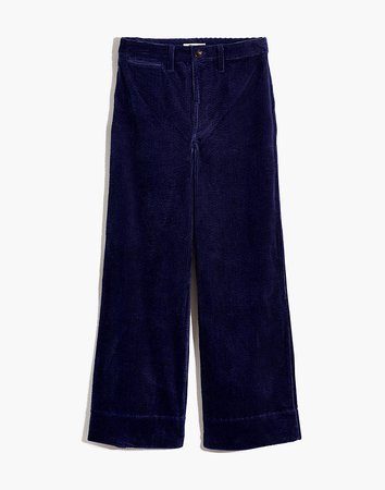 Emmett Wide-Leg Crop Pants in Corduroy blue