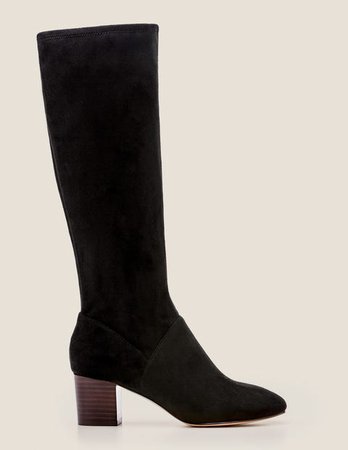 Round Toe Stretch Boots - Black