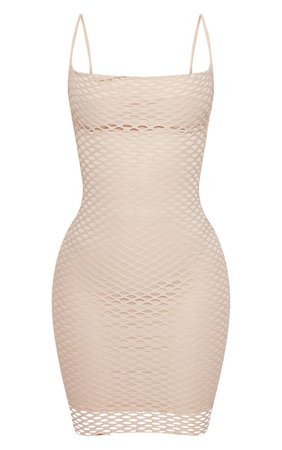 Shape Nude Fishnet Cowl Bodycon Dress | Curve | PrettyLittleThing