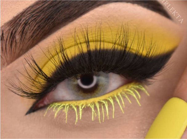 Yellow & black eye makeup