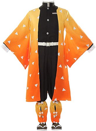 Amazon.com: Demon Slayer Agatsuma Zenitsu Cosplay Costume Zenitsu Kimono Outfit Japanese Anime Cosplay Halloween Party S Orange: Clothing