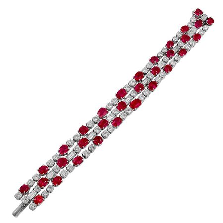 Bulgari Diamond Burma No Heat Ruby Pink Sapphire Bracelet For Sale at 1stDibs
