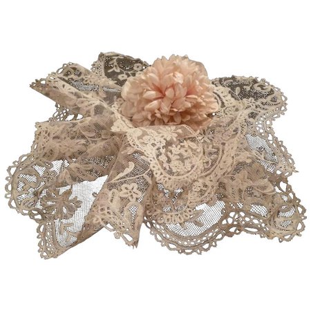Delicious 19th C. hand applied net lace collar and flounce : floral & : French faded-grandeur | Ruby Lane