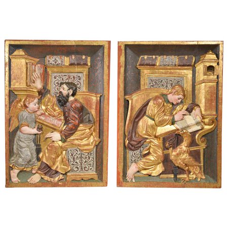Saints John and Matthew, Polychrome Wood, Possibly, Burgos School, 16th Century For Sale at 1stDibs