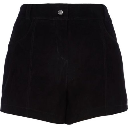 Black suede high waisted shorts