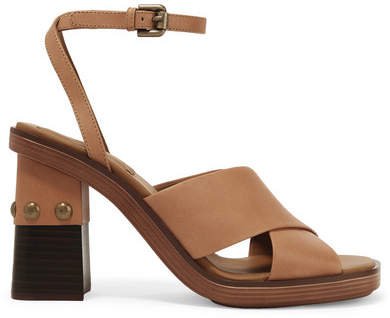 Embellished Leather Sandals - Tan
