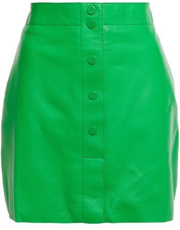 green leather mini skirt