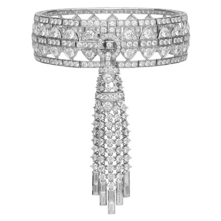 Stephen Webster Deco New York White Diamond Bracelet with Detachable Tassle Set For Sale at 1stDibs