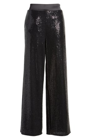 Gibson x Glam Tara Gibson Wide Leg Sequin Pants (Regular & Petite) (Nordstrom Exclusive) black
