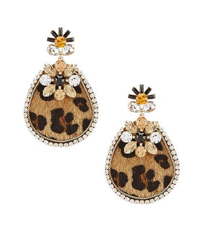 Natasha Accessories Leopard Crystal Drop Earrings | Dillard's