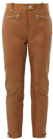 Petertown Panelled Leather Biker Trousers - Womens - Brown