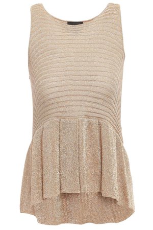 Gold Metallic ribbed-knit peplum top | Sale up to 70% off | THE OUTNET | JUST CAVALLI | THE OUTNET