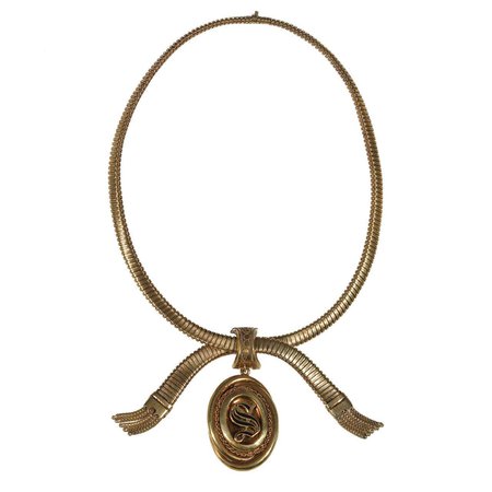 Victorian Enamel Gold Necklace For Sale at 1stDibs