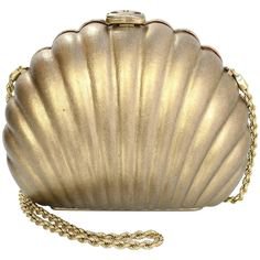 Chanel Gold Leather Seashell Clutch/ Evening Bag $880 | Gold evening bag, Gold leather, Evening clutch bag