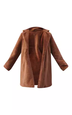 Chocolate Faux Fur Midi Coat | Outerwear | PrettyLittleThing USA