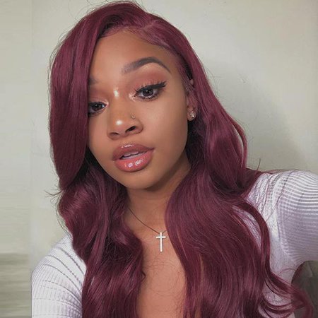 Sugar Plum Color 180% Density 13x4 Glueless Frontal Lace Wig, Purple Red Lace Wig | Luvme Hair